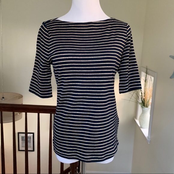 Ralph Lauren Tops - Ralph Lauren petite navy and gold top